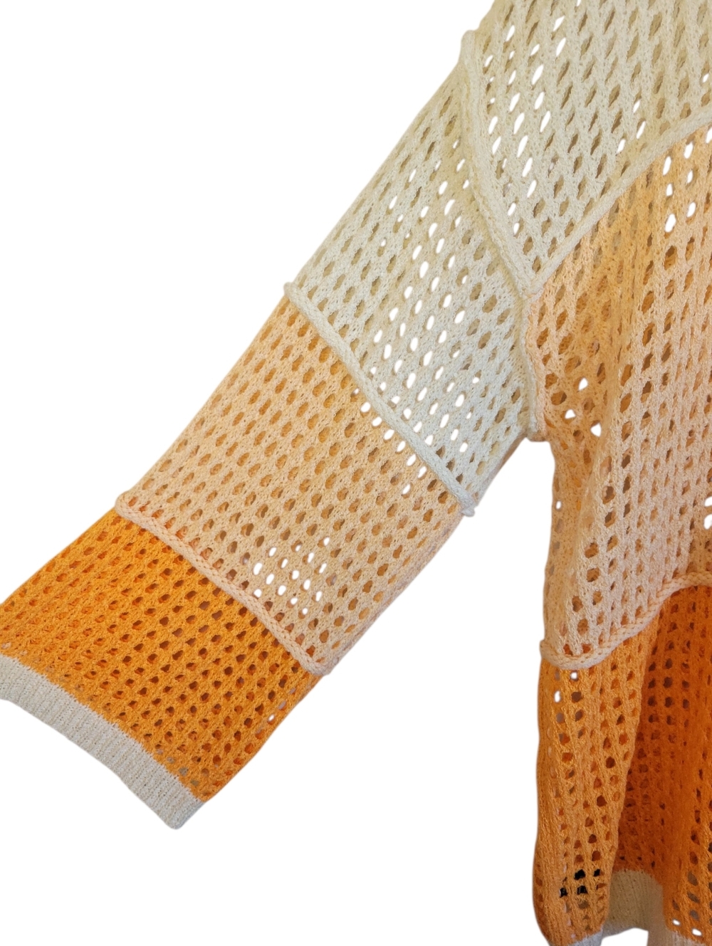 POL Oversized Open Knit Hooded Sweater Small Colorblock Boho Beach Cover Up Top - Picture 5 of 10